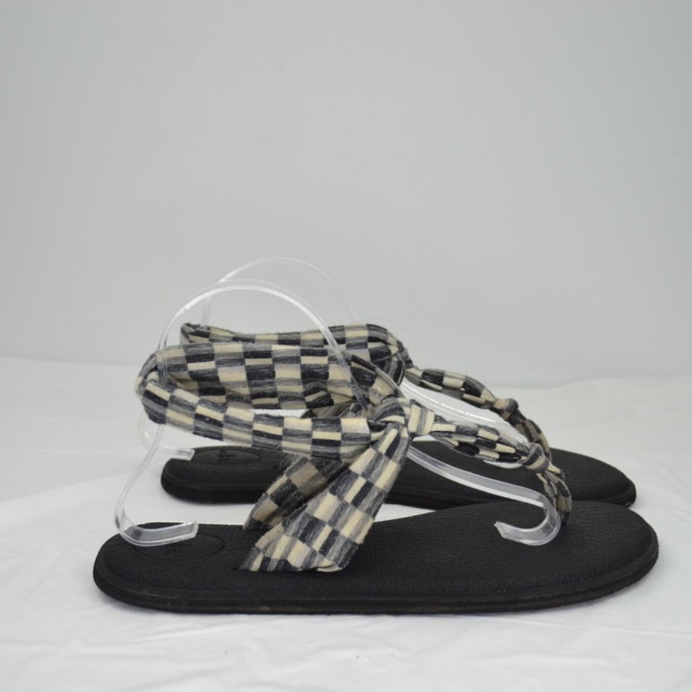 Sanuk Yoga Sling Ella Checkered Print Sandals Flip Flops, Women's 10